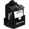 MyGift Classic Matte Black Metal Suggestion Box with Cursive Suggestions Lettering, Wall Mounted or Tabletop Comment Box with Lock, Keys, Paper Sheet and Pen Holder Slots(Black)
