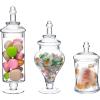 imageMyGift Clear Glass Apothecary Jars with Lid Decorative Footed Vase Candy Buffet Containers Set of 3Clear