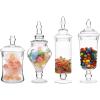 MyGift Clear Glass Apothecary Jars with Lids, Decorative Wedding Candy Serving Canisters, Set of 4