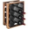MyGift Countertop Wine Rack, Pine Wood & Black Metal 11-Bottle Wine Holder with Honeycomb Design