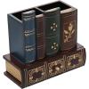 MyGift Decorative Desk Organizer Caddy, Pencil and Pen Holder with Bottom Storage Drawer and Antique Library Books Design