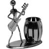 MyGift Decorative Gunmetal Gray Metal Desk Pen Holder Cup with Rocker and Guitar Design, Office Supplies Organizer Pencil Cup(Gunmetal)