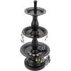 MyGift Earring Storage Rack Organizer, Matte Black Metal Jewelry Tree, Necklace and Bracelet Hanger with Wooden Ring Tray Trinket Holder – Holds 68 Pairs of Earrings(Black-3-Tier)