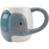 MyGift Elephant Ceramic Coffee Mug, Cute Cartoon Gray Cup with Trunk Handle, Animal Themed Drinkware