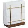 MyGift Farmhouse Rustic Torched Wood Napkin Holder for Table with Cross-Corner Design(Brass / Brown)