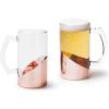 MyGift Glass 16 oz Beer Pint Stein Mug Glasses Modern Luxury Angled Copper Design with Handle, Set of 2