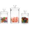 MyGift Glass Apothecary Jar Set with Clear Lid – Decorative Kitchen and Bath Storage Canisters, Wedding Centerpiece Jars, Candy Buffet with Lids(Clear)