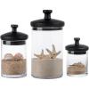 MyGift Glass Apothecary Jar Set with Clear Lid – Decorative Kitchen and Bath Storage Canisters, Wedding Centerpiece Jars, Candy Buffet with Lids(black)