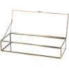 MyGift Glass Jewelry Box, Vintage Style Brass Metal & Clear Glass Mirrored Shadow Box Jewelry Display Case with Hinged Top Lid(Brass)