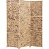MyGift Handwoven Seagrass 3 Panel Room Divider Screen with Wood Frame, 6FT Folding Partition Room Divider, Brown 57.25”W x 70”H