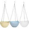 MyGift Hanging Planter Self-Watering Indoor Pots with Drainage Hole, 3 Pack Hanging Plant Container with Metal Chain (Blue/Yellow/White)