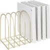 MyGift Large Desktop Document Holder, Brass Metal Wire File Folder Organizer Rack with 8-Slots and Arch Design(Brass)