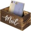 MyGift Mail Holder Storage Organizer Box Whitewashed Wood with MAIL Script Design, Desktop Letters, Bills, Notes and Postcard Bin for Home Office Dorm Room(Rustic Brown)