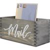 MyGift Mail Holder Storage Organizer Box Whitewashed Wood with MAIL Script Design, Desktop Letters, Bills, Notes and Postcard Bin for Home Office Dorm Room(Vintage Gray)
