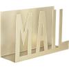 MyGift Modern Black Metal Mail Holder Countertop Organizer with Cutout Mail Lettering Design, Office Desktop Envelope and Document Storage Rack(Brass)