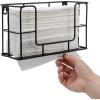 MyGift Modern Brass Tone Metal Wire Commercial Wall Mounted or Tabletop Paper Folded Towel Holder Dispenser Rack (Tree and Bird)(Black)