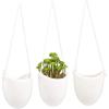 MyGift Modern Ceramic White Hanging Planters for Indoor Plants, Succulent Planter Pots with Jute Rope, Set of 3