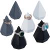MyGift Modern Cone Shaped Ring Holders, Decorative Multi-Colored Pastel Prism Style Jewelry Display Stands, Set of 4(grey/Black / Gold -6)