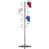 MyGift Modern Large Commercial Freestanding Hat Rack Display for Retail Store, Black Metal Wig Storage or Hat Stand for Multiple Hats and Baseball Caps with 20 Customizable Circular Hooks(Dark Brown)