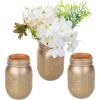 MyGift Modern Style Decorative Glass Copper Painted Mason Jar Flower Vases, Set of 3