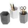 MyGift Pen Holder Pencil Holder For Desk,Pen Cup Holder For Desk,Concrete Desktop Pencil Cup,Modern Gray-Tone,Set of 3(Black-gray-white)