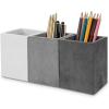 MyGift Pen Holder Pencil Holder For Desk,Pen Cup Holder For Desk,Concrete Desktop Pencil Cup,Modern Gray-Tone,Set of 3(White-Gray-Black)