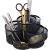 MyGift Rotating Black Metal Mesh Desktop Office Supplies Caddy with 7 Compartment for Pens, Pencils, Scissors and Accessories (Black)