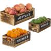 MyGift Rustic Burnt Wood Nesting Storage Bins with Chalkboard Panel and Cutout Handles, Decorative Farmhouse Wooden Stackable Open Top Boxes, 3 Piece Set(Burnt Wood)