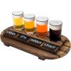 MyGift Rustic Dark Brown Slatted Wood Beer Flight Tasting Sampler Tray Server Set with 4 Glass Cups and Mini Chalkboard Labels