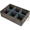 MyGift Rustic Solid Wood and Galvanized Multipurpose Organizer Caddy with 6 Metal Partition Divided Slots and Rope Handles, Vintage Style Wine Bottle Crate Storage Gift Box