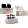 MyGift Rustic Torched Wood Magnetic Dry Erase Marker Holder for Whiteboard Accessories Organizer Bins, Set of 3