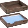 MyGift Set of 2 Vintage Distressed Finish Brown Wood Stackable Office Desktop Document Letter Paper Tray(Brown*2)