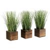MyGift Set of 3 Fake Plants, Small Artificial Potted Plants Indoor in Clear Glass Pot, 9.5 Inch Faux Plant for Home Decor(Burnt Wood)