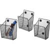 MyGift Set of 3 Magnetic Dry Erase Marker Holder, Silver Wire Storage Basket Office Supplies Organizer, White Board Pen Holders (Black)(Black)