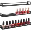MyGift Set of 3 Wall-Mounted Black Metal Nail Polish and Essential Oils Display Shelves, Kitchen Spice Jars Rack(Black)