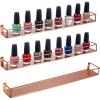 MyGift Set of 3 Wall-Mounted Black Metal Nail Polish and Essential Oils Display Shelves, Kitchen Spice Jars Rack(Copper)