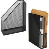 MyGift Silver Wire Mesh Document Holder, Wall Mounted or Desktop Magazine and File Rack, Set of 2(Black  Set of 2)