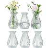 MyGift Small Glass Bud Vase, 5 Inch Decorative Flower Vases, Mini Vintage Style Centerpiece Vases with Diamond Faceted Design, Set of 2(6)