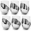 MyGift Stemless Wine Glasses Set of 4 – Copper Accent Modern Barware, Elegant Wedding & Celebration Cups with Luxe Metallic Finish, Dishwasher Safe(Silver- (Set of 6))
