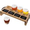 MyGift Torched Solid Wood Tasting Beer Glass Gift Set with 4 Tasting Beer Glasses and Serving Tray with Erasable Chalkboard Label (Brown)(Brown)