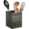MyGift Vintage Gray Solid Wood Kitchen Countertop Utensil Holder, Cooking Utensil Crock and Flatware Storage Caddy(Gray)