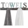 MyGift Wall Mounted Black Metal Towel Rack with 5 Dual Hooks and Cut Out Towels Design, Decorative Hanging Towel Hooks(Multicolor)