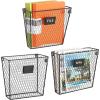 MyGift Wall Mounted Magazine Holder, Rustic Black Metal Wire Mail Holder and Document File Storage Organizer with Erasable Chalkboard Labels, Set of 3(Black (Set of 3))