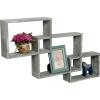 MyGift Wall Mounted Weathered Gray Wood Interlocking Floating Shelves, Shadow Box Display Wall Shelf, Set of 3