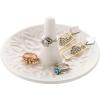MyGift White Ceramic Ring Dish Holder, Jewelry Engagement Ring Holder, Trinket Tray with Gold Trim(White)