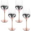 MyGift White Wine Glasses Set of 4, Ombre Rose Gold Colored Wine Glasses Stemware