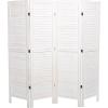 MyGift Whitewashed Wood 4 Panel Room Divider Wall Partition Screen, Folding Louvered Design(Whitewashed)