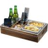 MyGift Whitewashed Wood Remote Control Holder Organizer with 4 Compartments, Media Storage Caddy with Cursive REMOTES Design(Clear Acrylic)