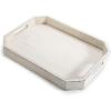 MyGift Whitewashed Wood Serving Tray with Handles and Angles Edges, Farmhouse Coffee Table Decorative Tray