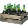 MyGift Wooden Crate Drink Carrier, Rustic Reclaimed Style Gray Wood 12 Bottle Holder Storage Crate with Handles